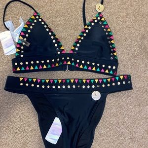 Black two piece bathing suit